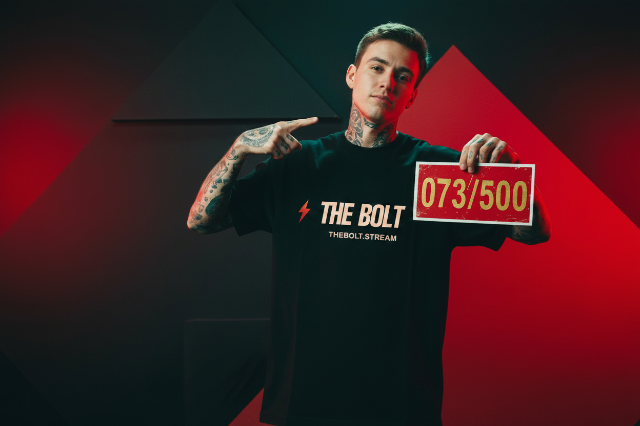 The BOLT — Model with Black Tee